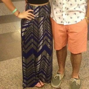 Blue black & white maxi skirt